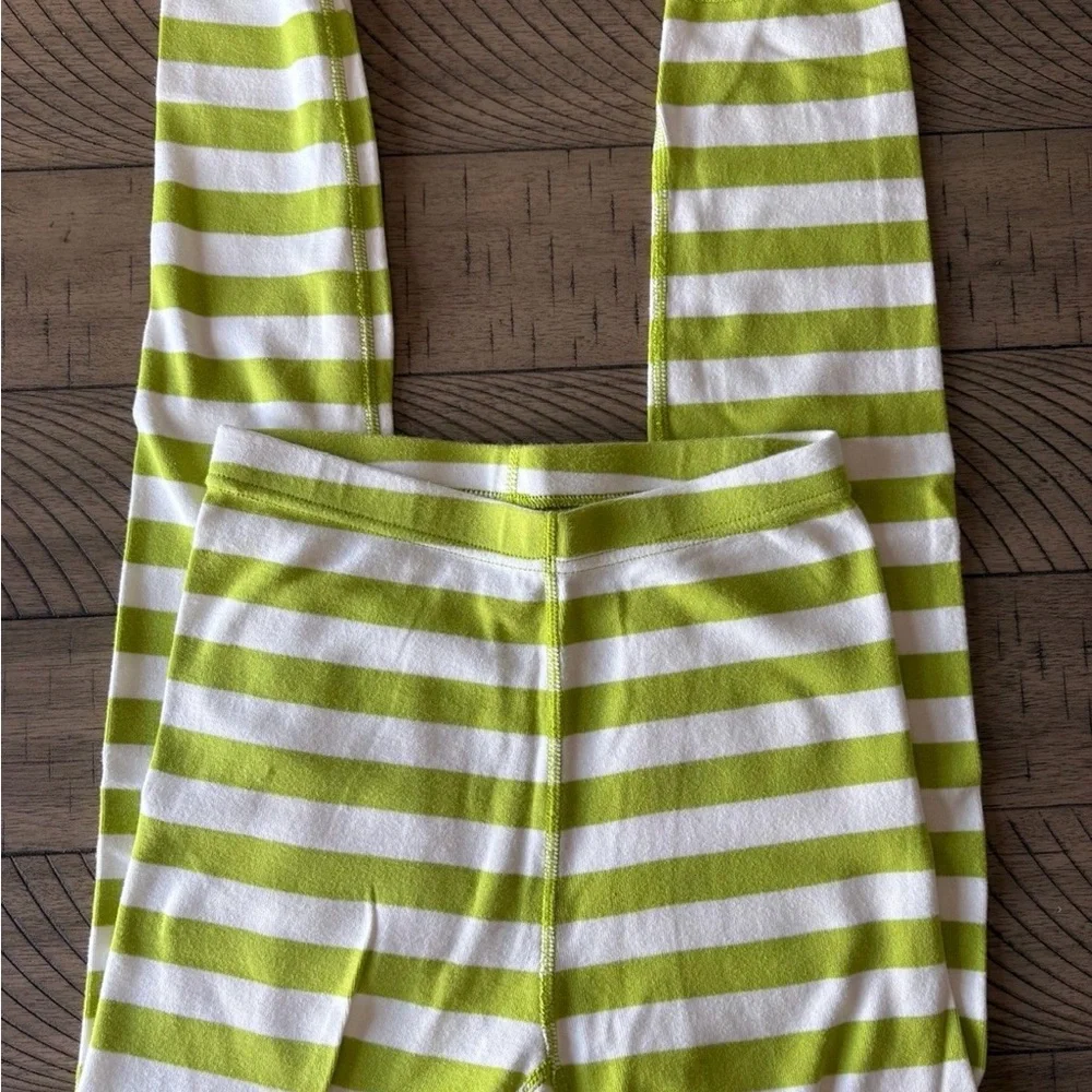 Hanna Andersson Lime Green & White Striped Grinch Face Unisex Pajamas